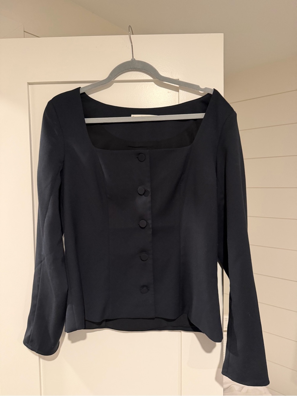 Abercrombie & Fitch Black Square-Neck Button Blouse